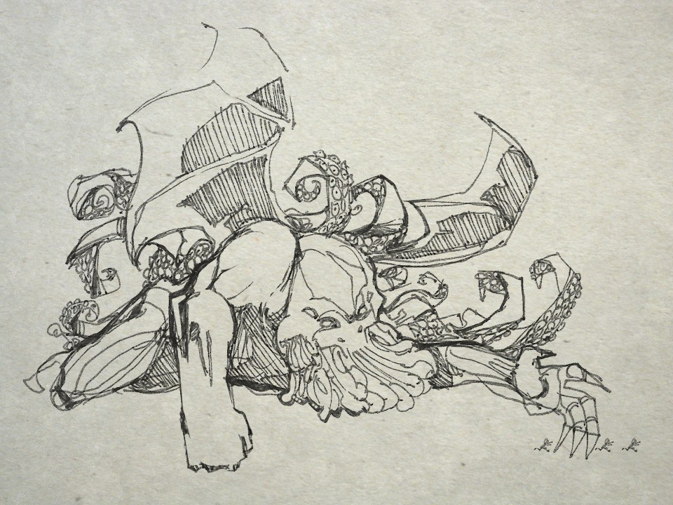 Three men were swept up by the flabby claws before anybody turned.