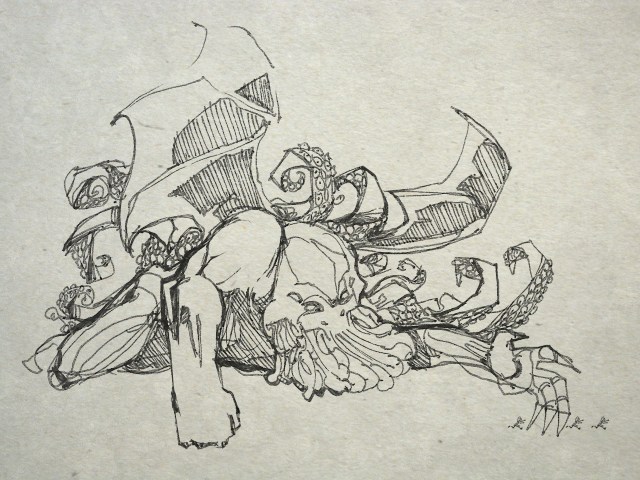 Three men were swept up by the flabby claws before anybody turned.