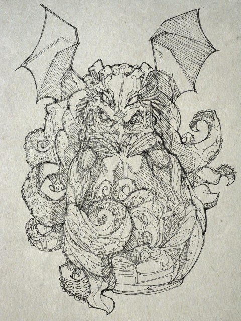 The awful squid-head with writhing feelers