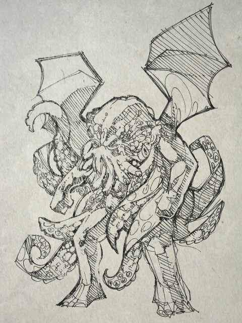 The awful squid-head with writhing feelers came nearly up to the bowsprit of the sturdy yacht, but johansen drove on relentlessly. There was a bursting as of an exploding bladder, a slushy nastiness as of a cloven sunfish, a stench as of a thousand opened graves, and a sound that the chronicler could not put on paper.