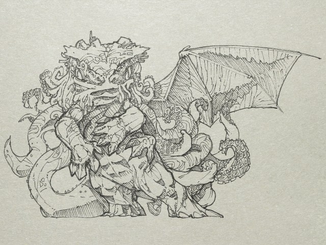 Azathoth had his hearts set on distant Shaggai, and Nyarlathotep had a thing about the Unspeakable Place (I can't for the life of me think why. The last time I was there everything was shut). It was all the same to me, Whateley. Anywhere wet and somehow, subtly wrong and I feel at home. But Yog-Sothoth had the last word, as he always does, and we came to this plane. You've met Yog-Sothoth, have you not, my little two-legged beastie?