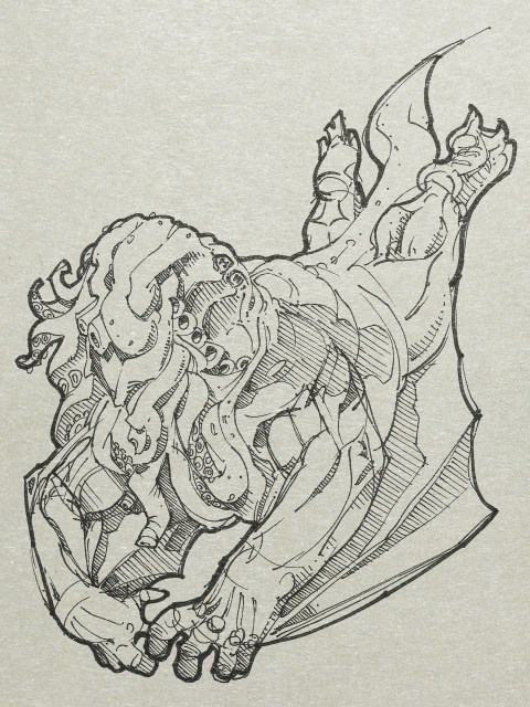 …the antarctic remained the centre of the Old Ones' civilization, and all the discoverable cities built there by the Cthulhu spawn were blotted out. Then suddenly the lands of the Pacific sank again, taking with them the frightful stone city of R'lyeh and all the cosmic octopi, so that the Old Ones were once again supreme on the planet