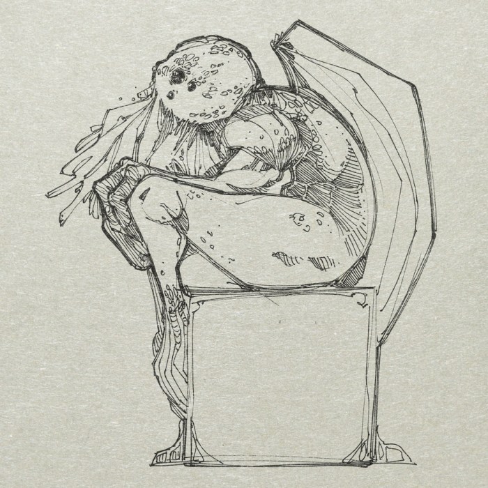 Above these apparent hieroglyphics was a figure of evident pictorial intent, though its impressionistic execution forbade a very clear idea of its nature.