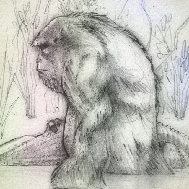 Skunk ape with dinner.